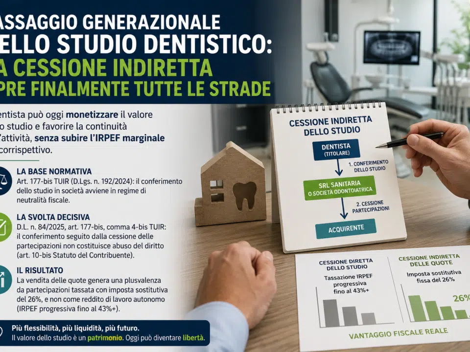 Passaggio generazionale delle società odontoiatriche e trasferimento delle quote societarie agli eredi